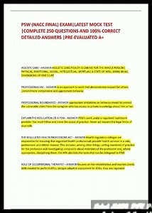 Latest NACC PSW Practice Exam Complete Questions with Correct Verified Answers Graded A Please leave
