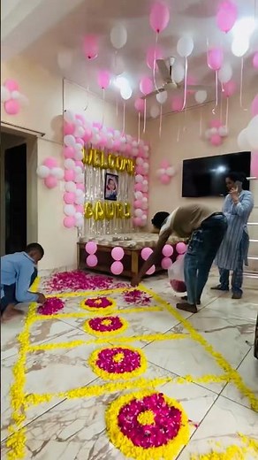 Welcome baby girl decoration ideas,baby welcome decoration at home,newborn welcome Baby decoration