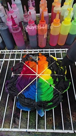 Dyeing with all the colors and then covering it with black