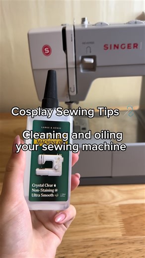 Mimi 💕 on Instagram: "Cosplay Sewing Tip ✂️🧵 When is the last time you cleaned and oiled your sewing machine?! I’m using the @singernorthamerica Heavy Duty, but these same cleaning and oiling principles apply to any domestic sewing machines. Regular maintenance helps prevent, weird tension issues, that ominous clunking sound, and helps the longevity of your machine! I clean out lint with soft brushes and apply a tiny amount of sewing machine oil to keep everything running smoothly. 🧹 Brushes