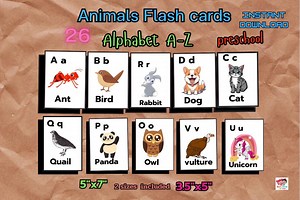 26 Animals Flash Cards A-z/preschool Learning/printable Kids/activity Kids/instant Download - Etsy Australia