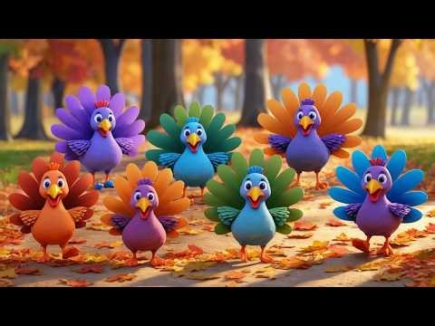 Five Little Turkeys Gobble Gobble Gobble | Thanksgiving & Farm Songs for Kids