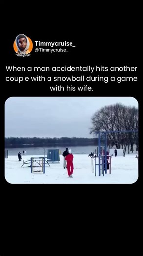 Timmycruise on Instagram: "A couple playfully throwing snowballs at each other. During the fun, the man accidentally throws a snowball that hits the other nearby couple (strangers).Instead of getting upset, the hit couple smiles, apologizes playfully "Please forgive us" and "we didn't want", and everyone quickly joins in for a lighthearted group snowball fight. The couples started making and throwing snowballs at each other, laughing and enjoying the spontaneous moment. . #explore #explorepage #