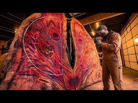 See What This Guy Did with Red Wood Slabs to Create a Coffee Table Worth Thousands of Dollars!