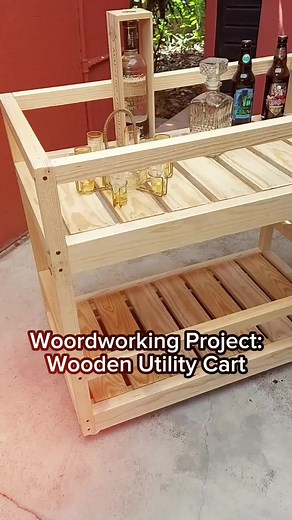 Woodworking Project: Build a Wooden Utility Cart 🍹 #DIY If you want to build your own, here is what you need to know: 🔨 Free Wooden Utility Cart plans: https://www.craftyamigo.com/projects/how-to-build-a-wooden-utility-cart ✏️ Create your own wooden projects: https://make.craftyamigo.com/ #diyers #diyer #Foryou #viral #viraltiktok #Furniture #HomeFurniture #Home #WoodDesign #DesignApp #Makers #WoodenUtilityCart #Howto #UtilityCart #woodworking #woodwork #DIY #PartyItems #PartyTime #Party #Barc