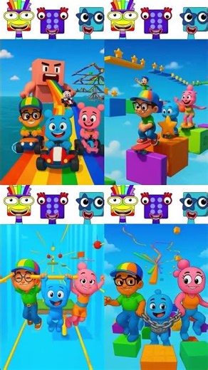 Incredibox Sprunki Oc seven six five numberblocks from rainbow obby fun to blocks falling collapse