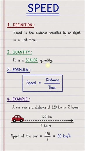Definition of Speed in 20 seconds | #Physics #Education #Science #Formula #Example