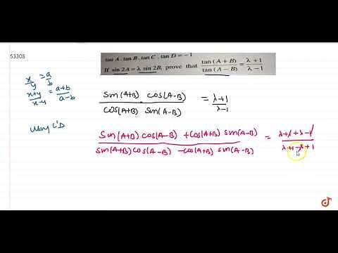 If ` sin2A= lambda sin 2B` prove that `(tan(A+B)/tan(A-B))=(lambda+1)/(lambda-1)`