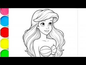 Princess Ariel drawing colouring and painting for kids and toddlers, Ariel the little mermaid #21