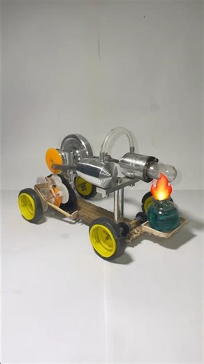 I built a mini Stirling engine car 🚗🔥