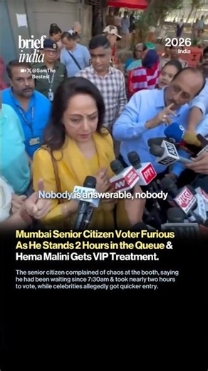 “I’ve Been Standing Since 7:30 AM!” Senior Citizen Confronts Hema Malini at Polling Booth.