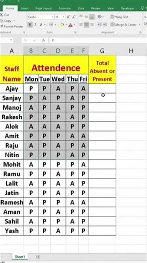 How to get Absent and present in excel count if formula excelformula excel msoffice countif