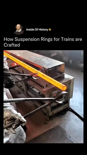Inside Of History on Instagram: "called ring rolling. A solid steel block is first heated until it is red hot. A hole is pierced at the center to form a donut shape. This hot piece is placed on a rolling machine where rollers press and stretch it in a circular motion. The hole expands and the outer diameter grows until the ring reaches the required size. After rolling the ring goes through heat treatment for strength then machining and finishing for accurate shape and smooth surface. This proces