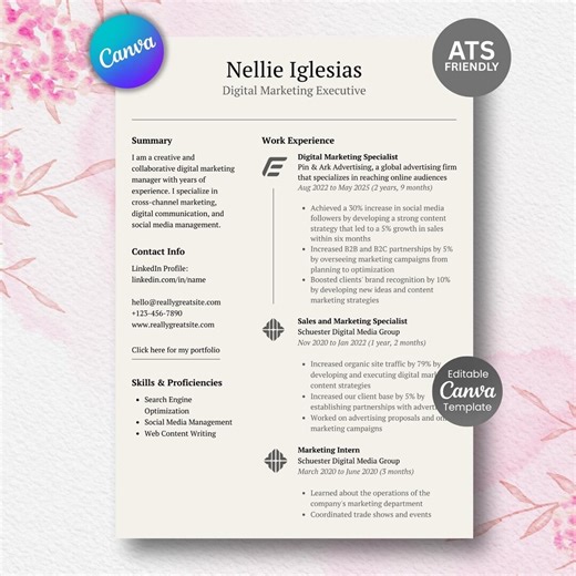 ATS Resume Template | Ats Friendly Resume | Modern ATS Friendly Resume | Ats Resume Template Word | Professional Resume Template ATS - Etsy