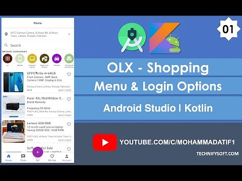 OLX Shopping | 01 Menu & Login Options | Android Studio | Kotlin