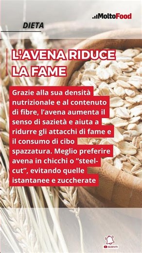 L'avena riduce la fame