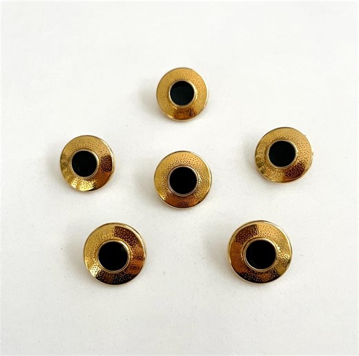 Vintage Black & Gold Shank Buttons; Set of 6, 23 Mm - Etsy