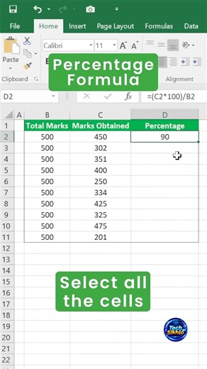 Percentage Kaise Nikale in Excel | Easy Trick 🔥 #shorts