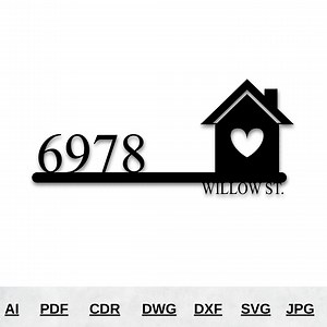 Personalized House Number Sign SVG DXF | Laser Cut Address (digital File) - Etsy
