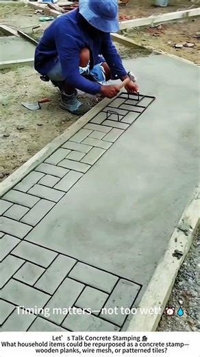 DIY Concrete Stamp – Adding Anti-Slip Texture to Fresh Cement 🧱🛠️