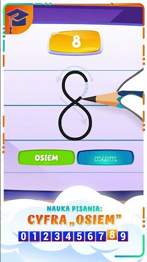 Jak napisać cyfrę 8 ✍ Nauka pisania dla dzieci
