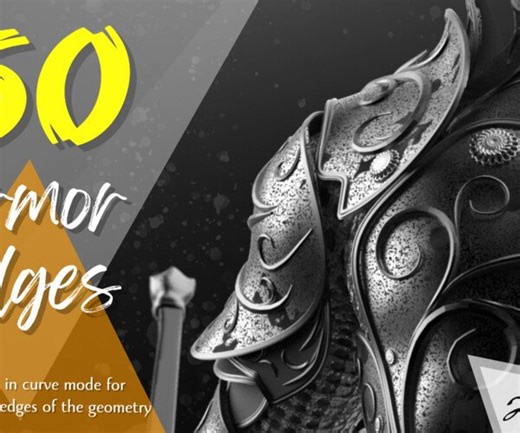 ArtStation - 60 IMM Armor Edges for ZBrush (continuously connected edges) | Brushes