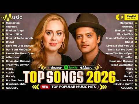 Billboard Top 100 🌴 Spotify Playlist 2026 🍇 Adele, Bruno Mars, Charlie Puth, Bruno Mars, Rihanna