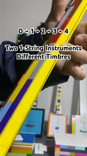 0 → 1 → 2 → 3 → 4Two 1-String Instruments · Different Timbres #brickinstrument #music #strings
