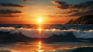 Download AI generated Cinemtic And Beautiful Sunset On The Beach for free