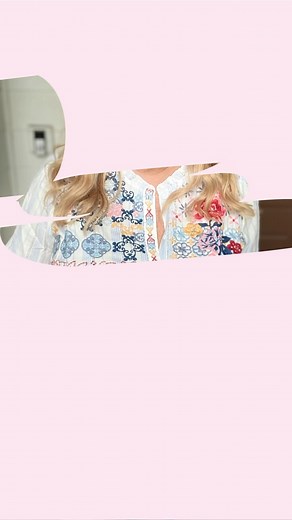 Every season we try to sprinkle in a couple of pieces filled with visual happiness. This spring, this little embroidered button up is checking all of the boxes. Apple shapes can rock it with a skinny jean, denim skirt or fitted Bermuda shorts to show off those great legs. Triangles would look sensational wearing it open with a cropped tank and high waisted flared skirt or tied over a fit and flare dress. Hourglass and rectangle shapes can style it like a jacket with a fitted dress or top underne