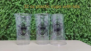 AT PACK Cups Plastic Hard PP Reusable Plastic Cups Disposable Single Wall Cups for Cold Beverages & Bubble Tea Unbreakable