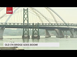 Eastbound side of Old I-74 Bridge implodes into Mississippi River