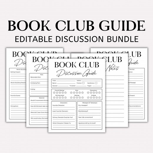 Editable Book Club Discussion Guide, Book Review Guide, Book Club Questions, Book Club Notes, Book Club Discussion Bundle - Etsy