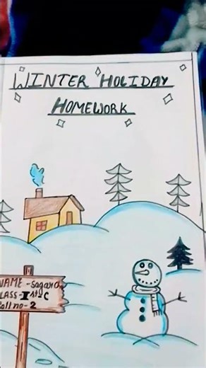 winter holiday homework ke liye first page decoration 🥶