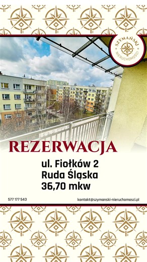 🎉 ZAREZERWOWANE! 🏠 Ruda Śląska, Ruda 1 – Fiolków 2, 36,7 m² 💌kontakt@szymanski-nieruchomosci.pl 📱577-177-543 #MieszkanieZarezerwowane #RudaŚląska #NoweMieszkanie #HomeGoals #ApartmentVibes
