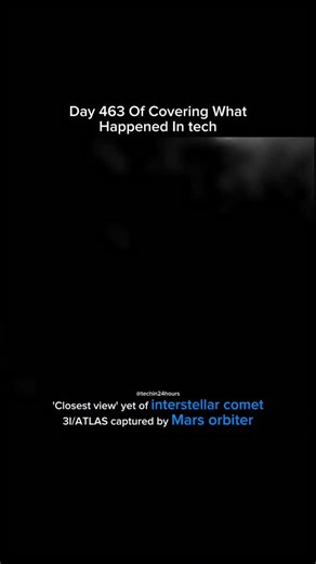 Tech in 24 hours on Instagram: "ESA’s ExoMars Trace Gas Orbiter and Mars Express observed interstellar comet 3I/ATLAS near Mars from October 1-7, 2025, capturing faint images of its coma but not the nucleus. This ancient comet, possibly older than the Solar System, offers rare insights into objects from beyond our galaxy. Future observations include ESA’s Juice and the upcoming Comet Interceptor mission. Join Telegram(link in bio) to get source link 🔗 #tech #technology #technews #techgeek #tech