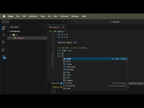 Swap variables using a temporary variable