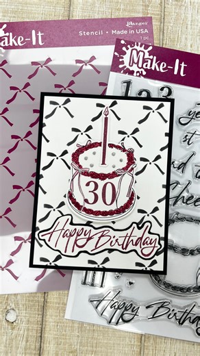 Ranger Ink (Official) on Instagram: "Chic, sparkly, and made to celebrate ✨🎂 This birthday card comes together using the new exclusive Ranger Make It™ Stamps and Stencils. The Chic Birthday Stamp and Bow Lattice Stencil set the tone, then sparkly Stickles and shiny Liquid Pearls add just the right amount of glam. Proof that a birthday card can be classic and extra. 💖 Supplies: Make It™ Clear Stamp Set Chic Birthday Make It™ Stencil Bow Lattice Archival Ink™ Pads: Jet Black, Light House Stickle