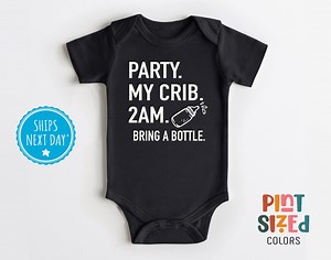 Party at My Crib Onesie® - Funny Party Baby Bodysuit - Funny Unisex Baby Gift - Black - Etsy