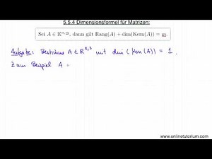 Dimensionsformel für Matrizen (Rangsatz) - Mathematik Videos & Erklärungen