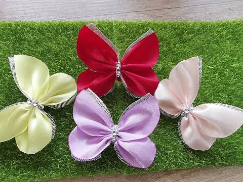 Satin ribbon butterfly making at home / Handmade Decoration/ Kanzashi butterfly
