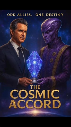 🌌 BREAKING: THE COSMIC ACCORD HAS BEEN SIGNED 👽✨ When your planet is falling apart and your politicians can’t agree on lunch, sometimes the universe sends… backup. Governor Newsom and an extraterrestrial diplomat finally did what Congress couldn’t: 👉 They sat down, got serious, and made a deal to save humanity. Because let’s be honest — at this point, aliens might be our best shot at functioning leadership. At least they read the briefings. At least they understand “science.” At least they do