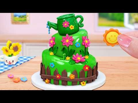 Garden Tilted Cake 🌳How To Make Miniature Watering Can Cake Decorating 🌳Mini Cakes