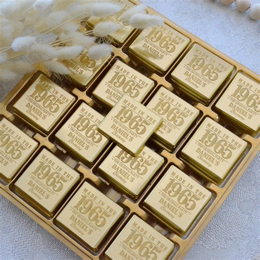 Personalized Birthday Chocolate Favors, Plexiglass Anniversary Chocolates - Etsy