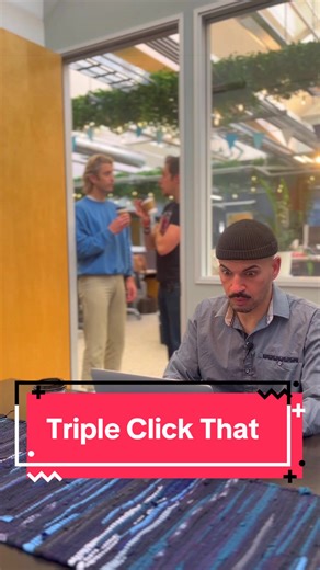 We made a short film edit about what happens when you click too many times 🖱️ Matt overheard something in the Descript office. Apparently if you triple-click, you unlock new features in the OS. He didn't ask questions. He didn't read the docs. He just started clicking. First click: XLR reports done. Normal. Second click: Meeting with Jeff at 2pm. Fine. Third click: Things got weird. Suddenly his computer is giving life advice. Ordering him a mocha with oat milk and a splash of whole milk. Coach