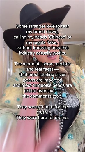 I’ve gotten a few comments saying my turquoise or sterling silver pearls aren’t real. Facts matter: most turquoise beads are drilled overseas, even when the stone is sourced in the U.S. And every U.S. supplier I know clearly states their sterling silver pearls are imported. If U.S.-made options existed at scale, I’d use them — without question. #thebijouxfab #westernjewelry #silverjewelry #Wholesalewesternjewelry #turquoisejewelry