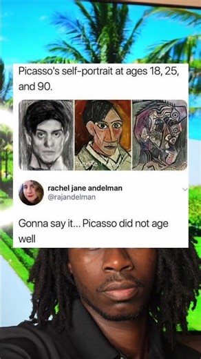 Picasso's self-portrait at ages 18, 25, and 90.