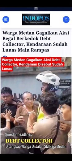 Warga Medan Gagalkan Aks Begal Berkedoki Debt Collector, Kendaraan Sudah Lunas Main Rampas