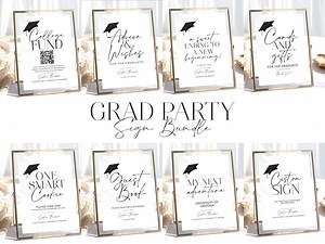 Modern Graduation Party Table Sign Canva Template Printable Graduation Sign Templates Grad Party Decor Personalized Grad Party Decor Corjl - Etsy