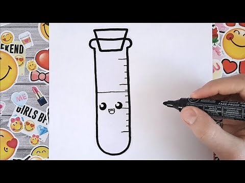 How to draw a cute test tube kawaii